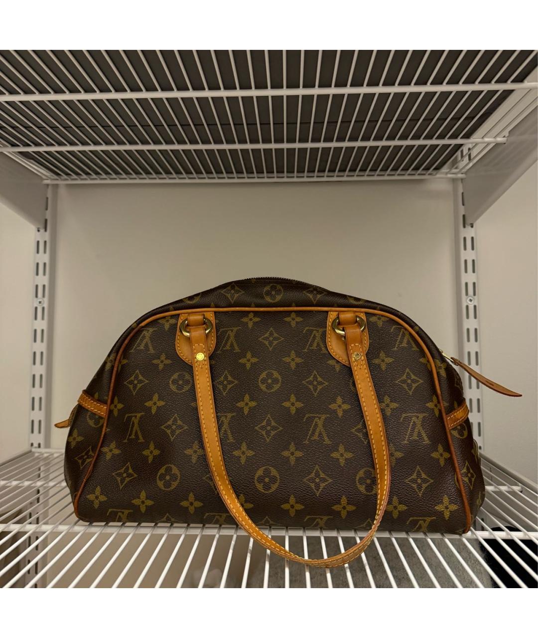 LOUIS VUITTON Коричневая кожаная сумка с короткими ручками, фото 3
