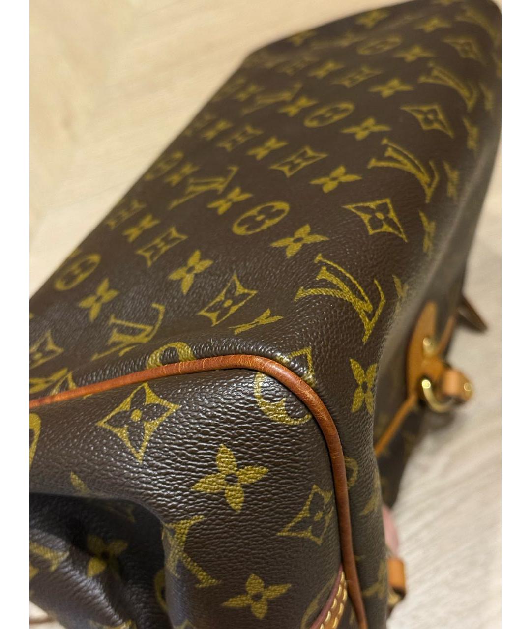 LOUIS VUITTON Коричневая кожаная сумка с короткими ручками, фото 6