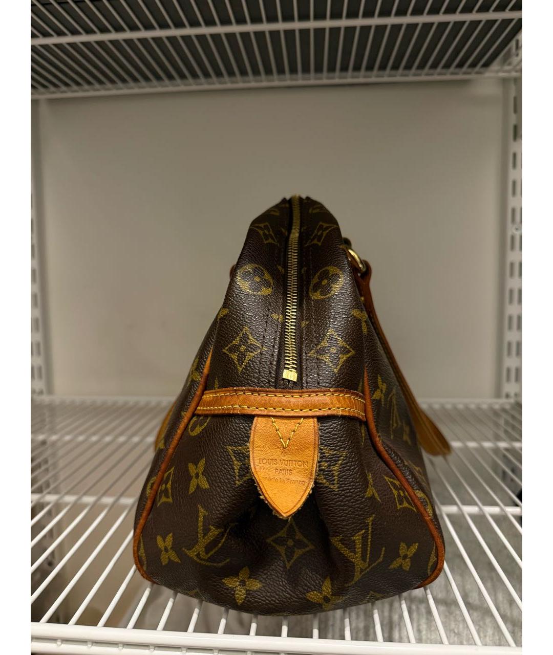 LOUIS VUITTON Коричневая кожаная сумка с короткими ручками, фото 8