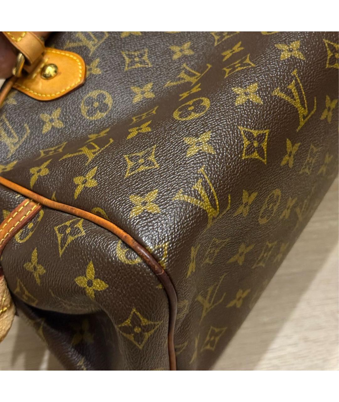 LOUIS VUITTON Коричневая кожаная сумка с короткими ручками, фото 5