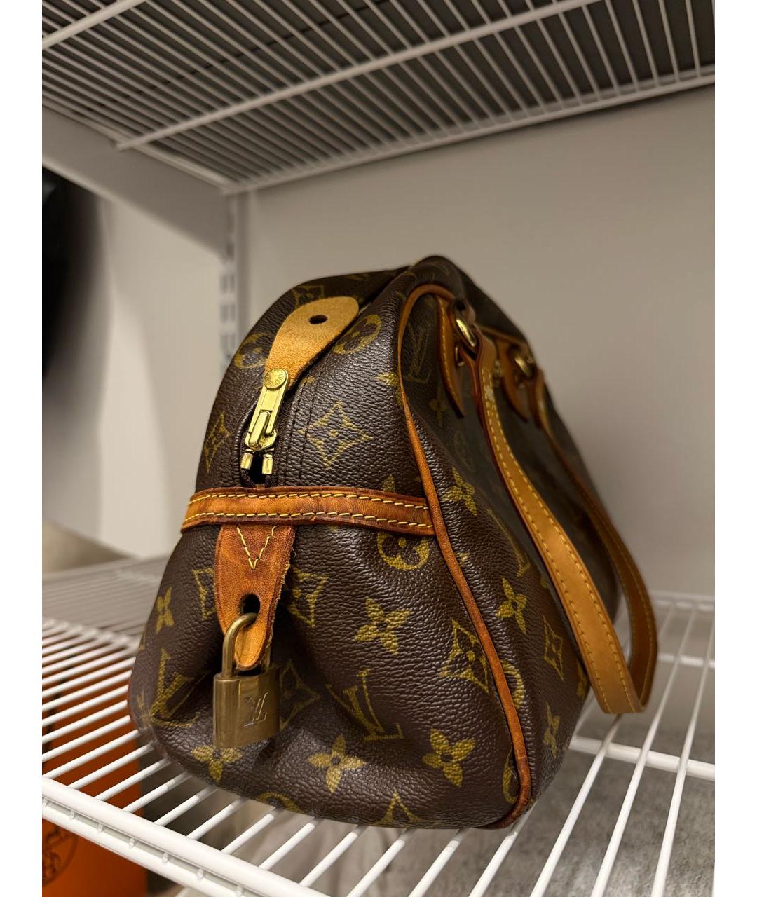 LOUIS VUITTON Коричневая кожаная сумка с короткими ручками, фото 2