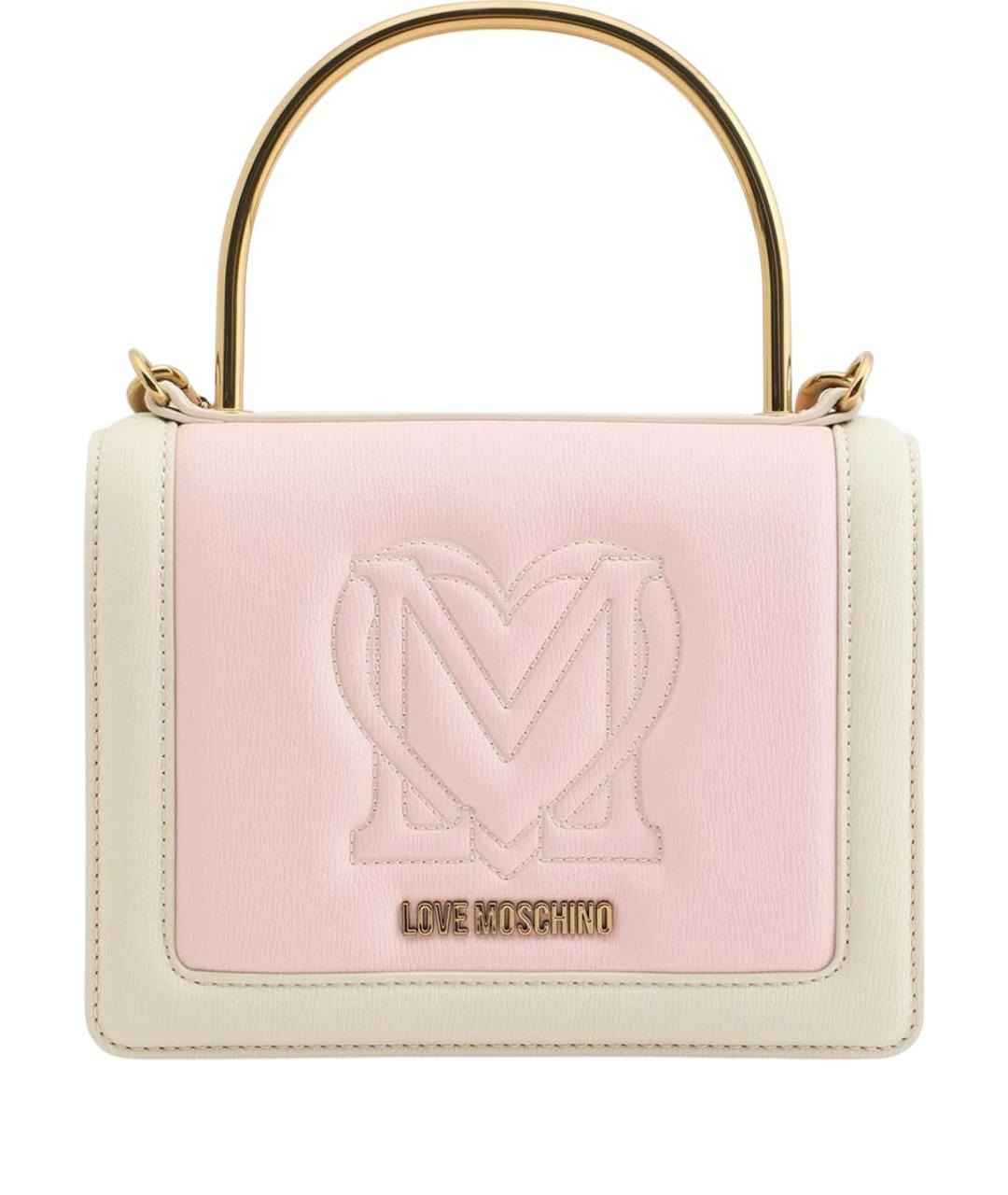 LOVE MOSCHINO Розовая кожаная сумка с короткими ручками, фото 9