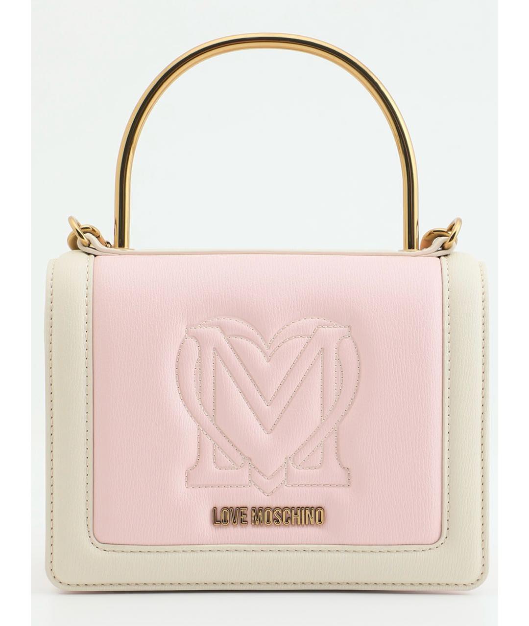 LOVE MOSCHINO Розовая кожаная сумка с короткими ручками, фото 8