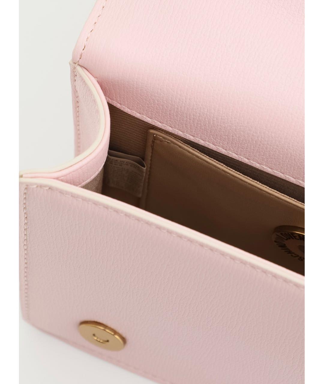LOVE MOSCHINO Розовая кожаная сумка с короткими ручками, фото 3
