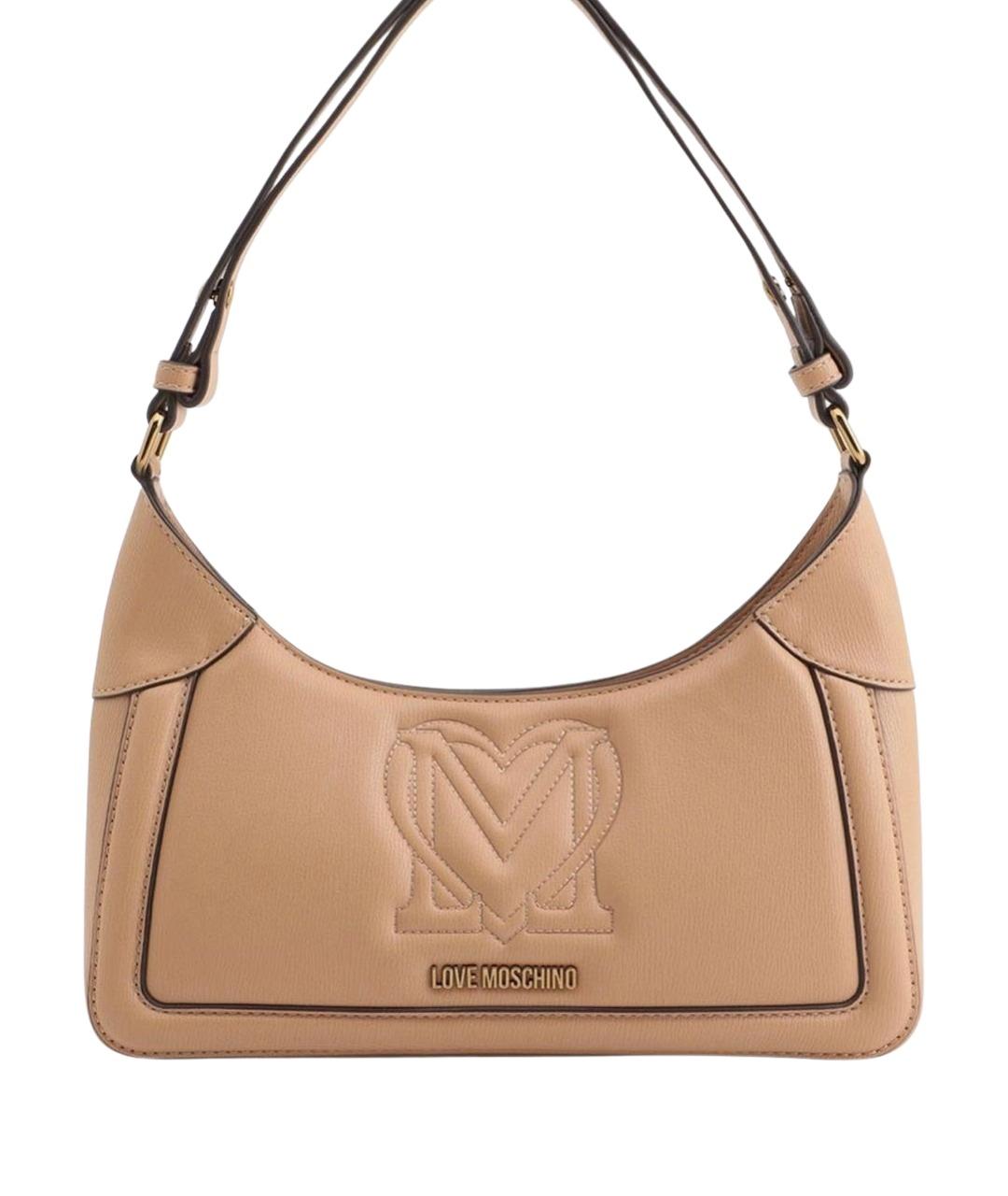 LOVE MOSCHINO Коричневая тканевая сумка с короткими ручками, фото 2