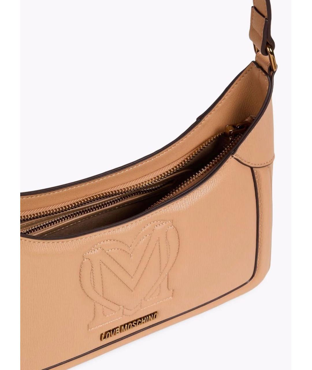 LOVE MOSCHINO Коричневая тканевая сумка с короткими ручками, фото 6