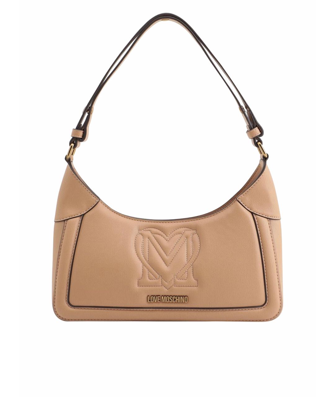 LOVE MOSCHINO Коричневая тканевая сумка с короткими ручками, фото 1