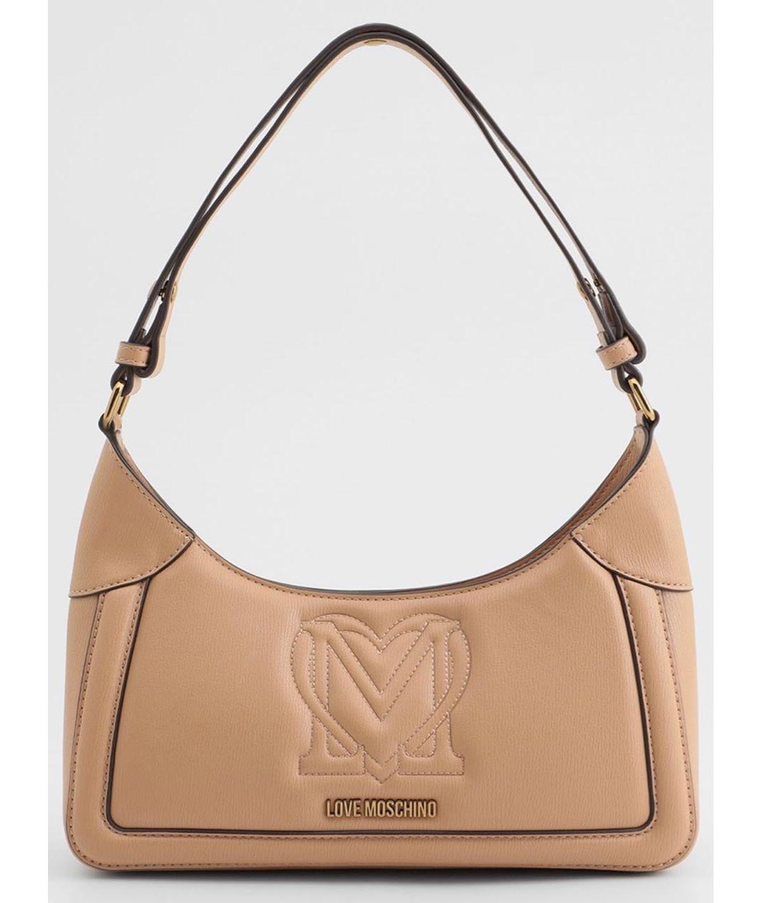 LOVE MOSCHINO Коричневая тканевая сумка с короткими ручками, фото 8