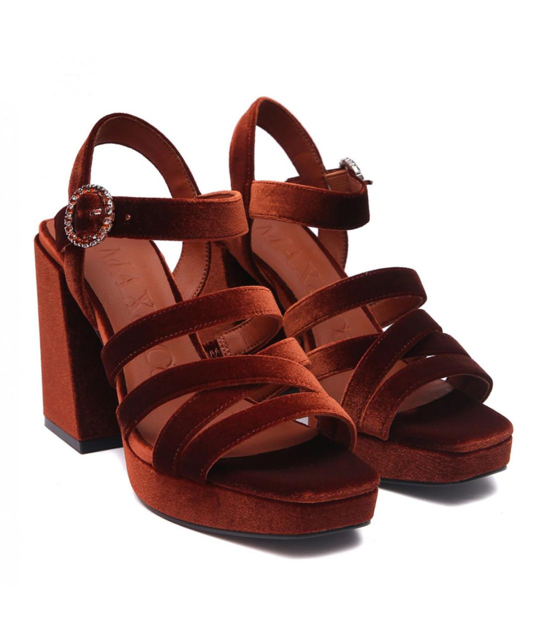 MAX&CO Коричневые текстильные босоножки, фото 2