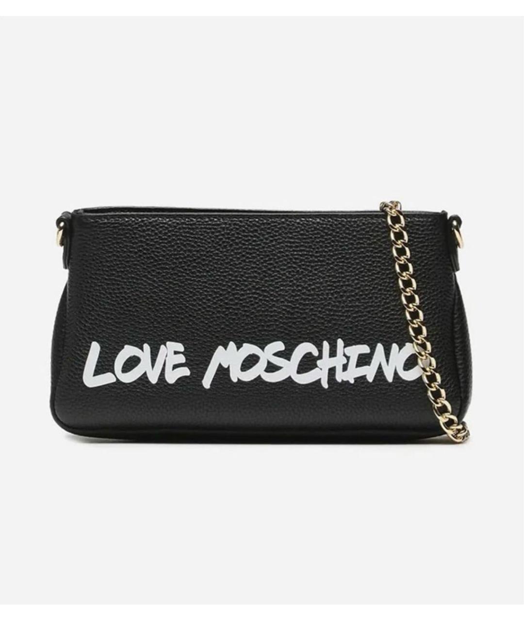 LOVE MOSCHINO Черная кожаная сумка через плечо, фото 6