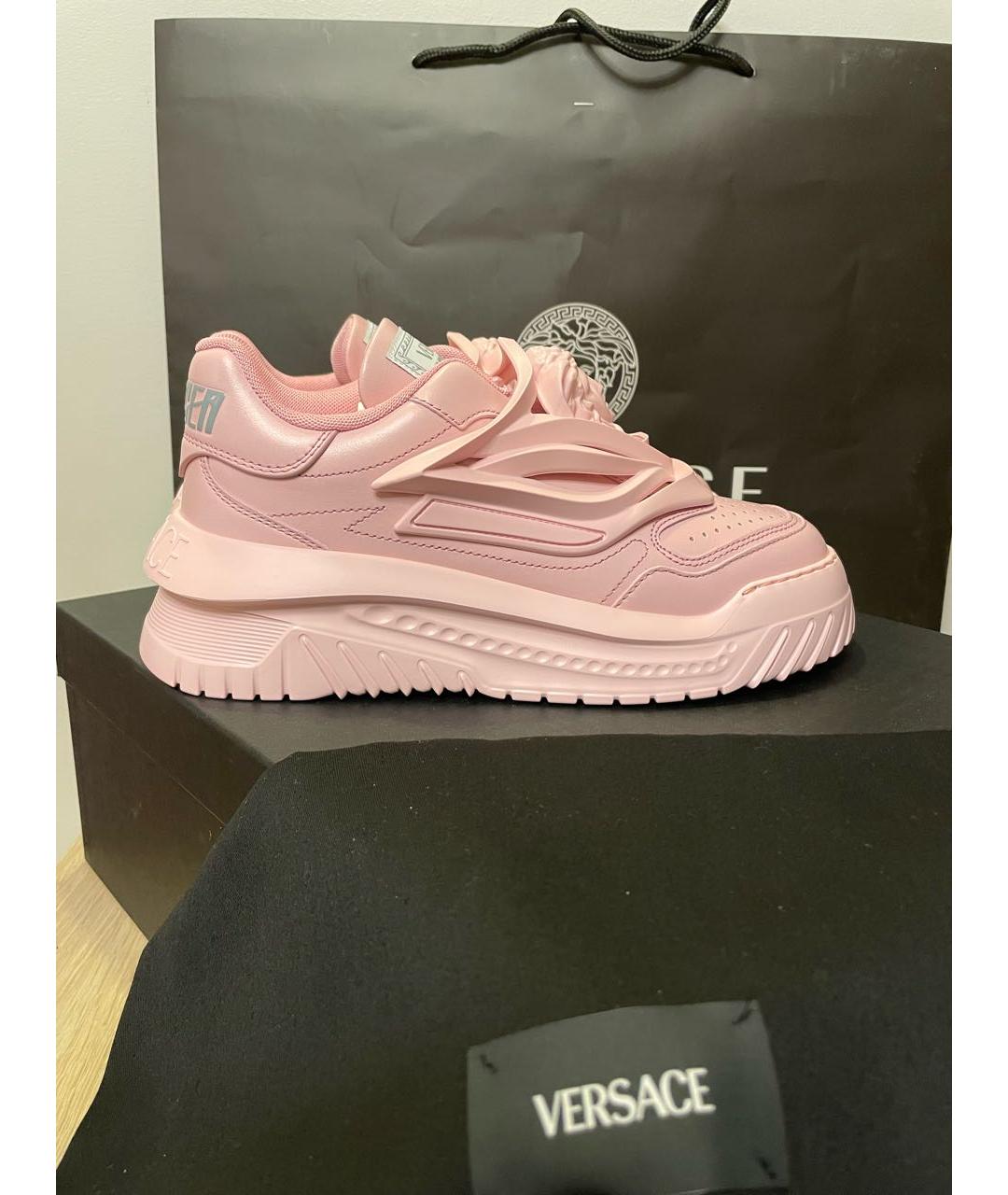 VERSACE Розовые кожаные кроссовки, фото 7