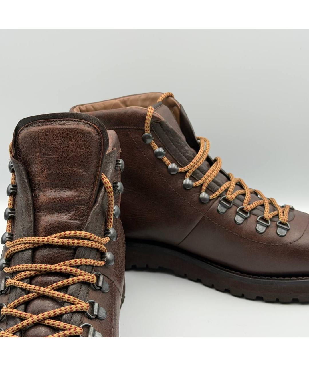 BRUNELLO CUCINELLI Коричневые кожаные высокие ботинки, фото 4