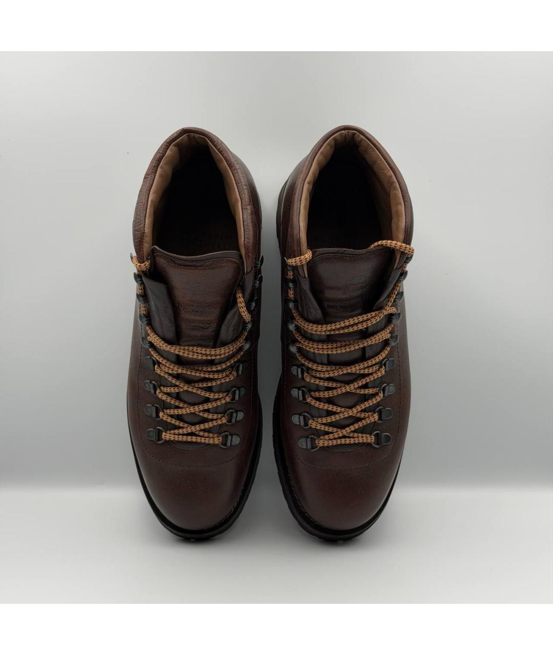 BRUNELLO CUCINELLI Коричневые кожаные высокие ботинки, фото 3