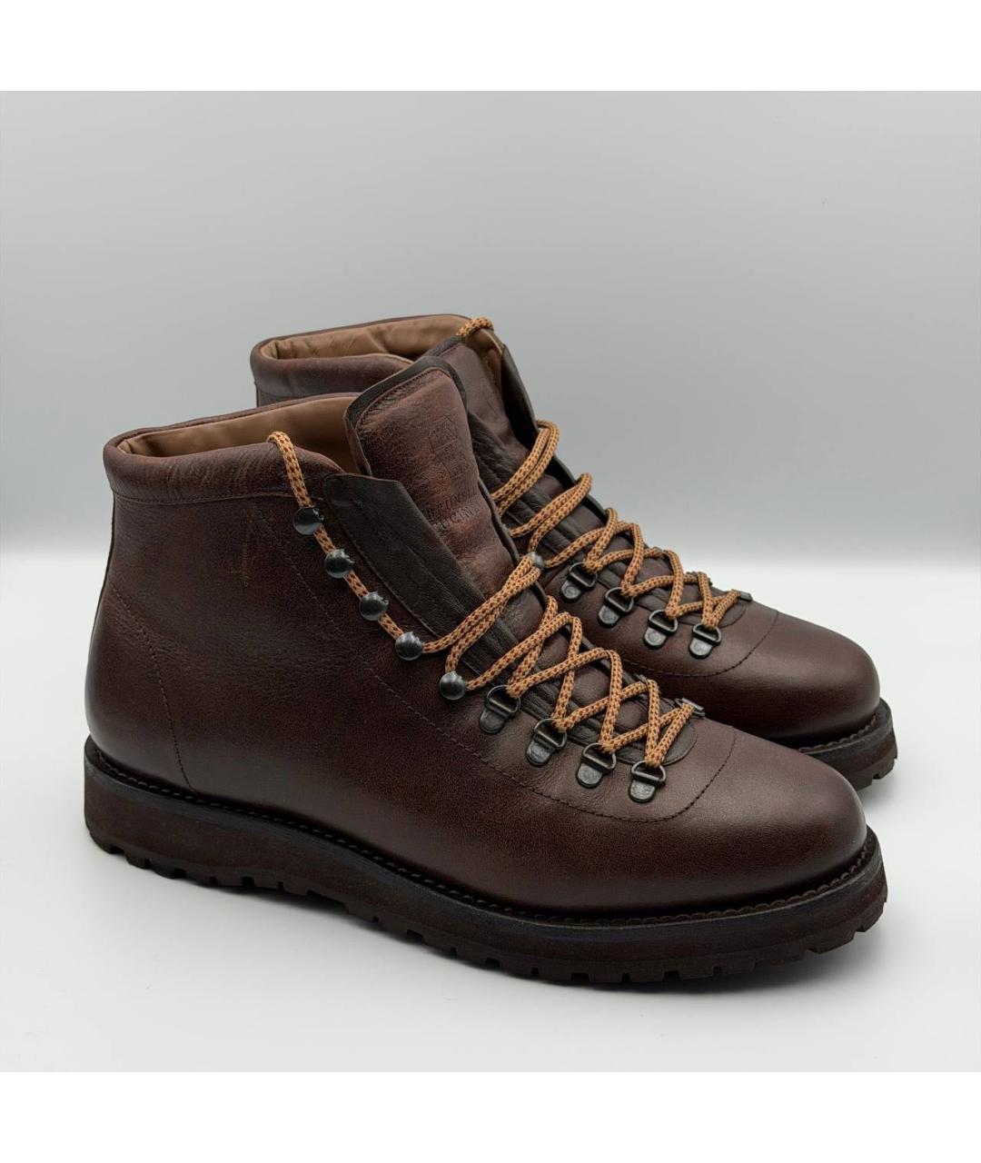 BRUNELLO CUCINELLI Коричневые кожаные высокие ботинки, фото 2