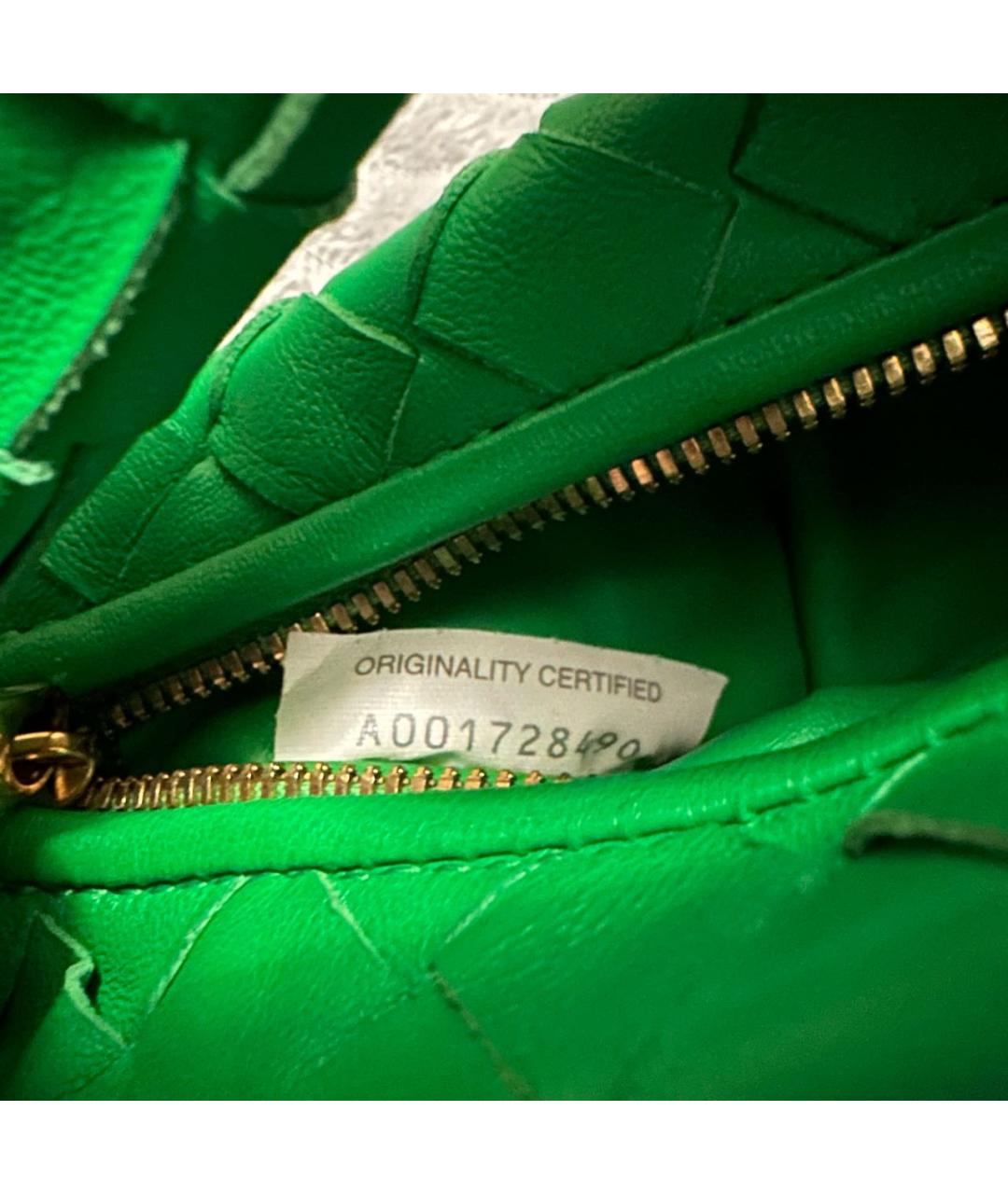 BOTTEGA VENETA Зеленая кожаная сумка с короткими ручками, фото 4