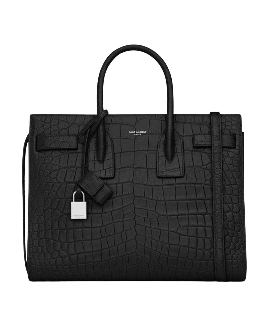 SAINT LAURENT Черная кожаная сумка через плечо, фото 1