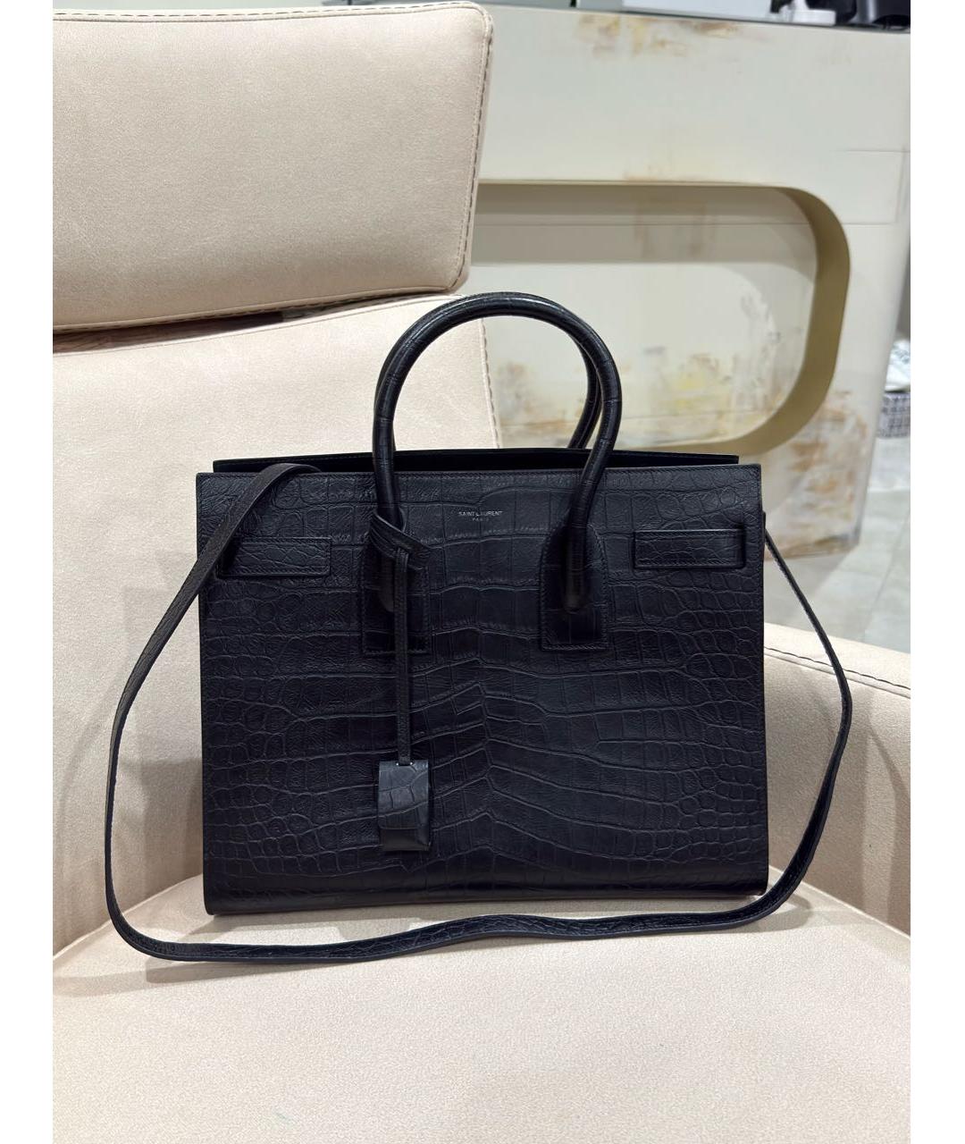 SAINT LAURENT Черная кожаная сумка через плечо, фото 2