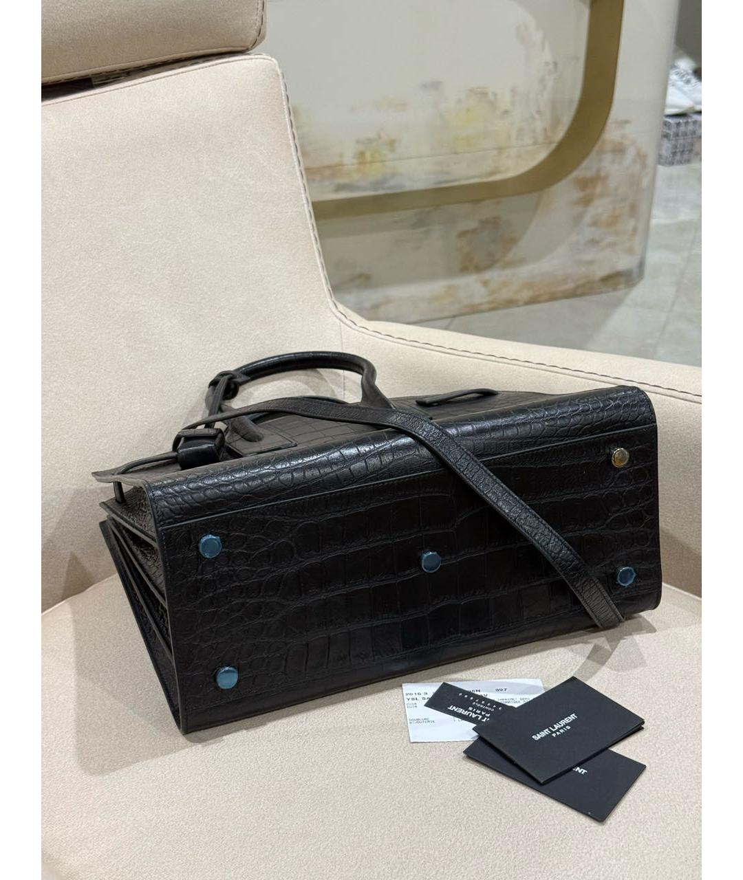 SAINT LAURENT Черная кожаная сумка через плечо, фото 6