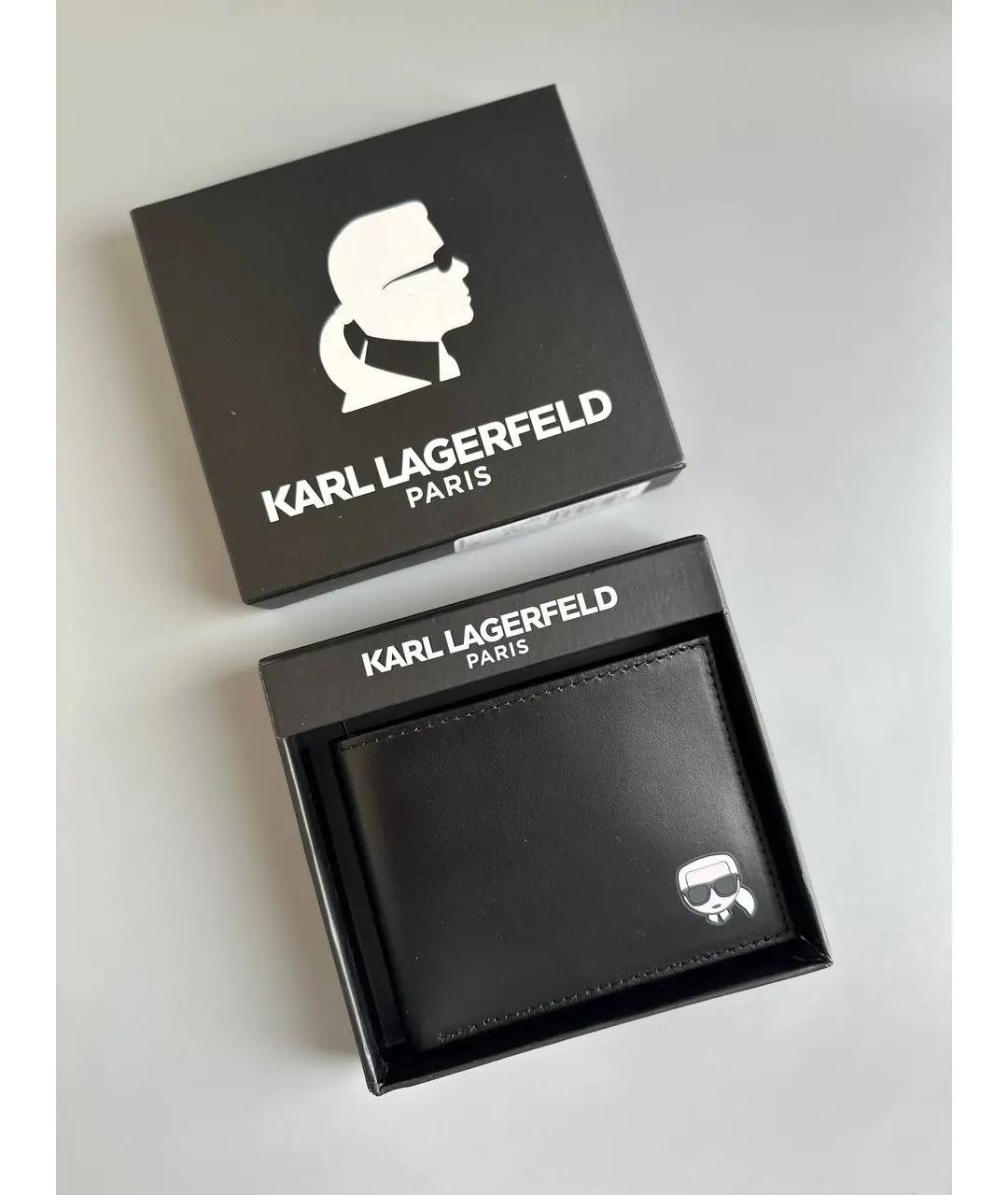 KARL LAGERFELD Черный кожаный кошелек, фото 2