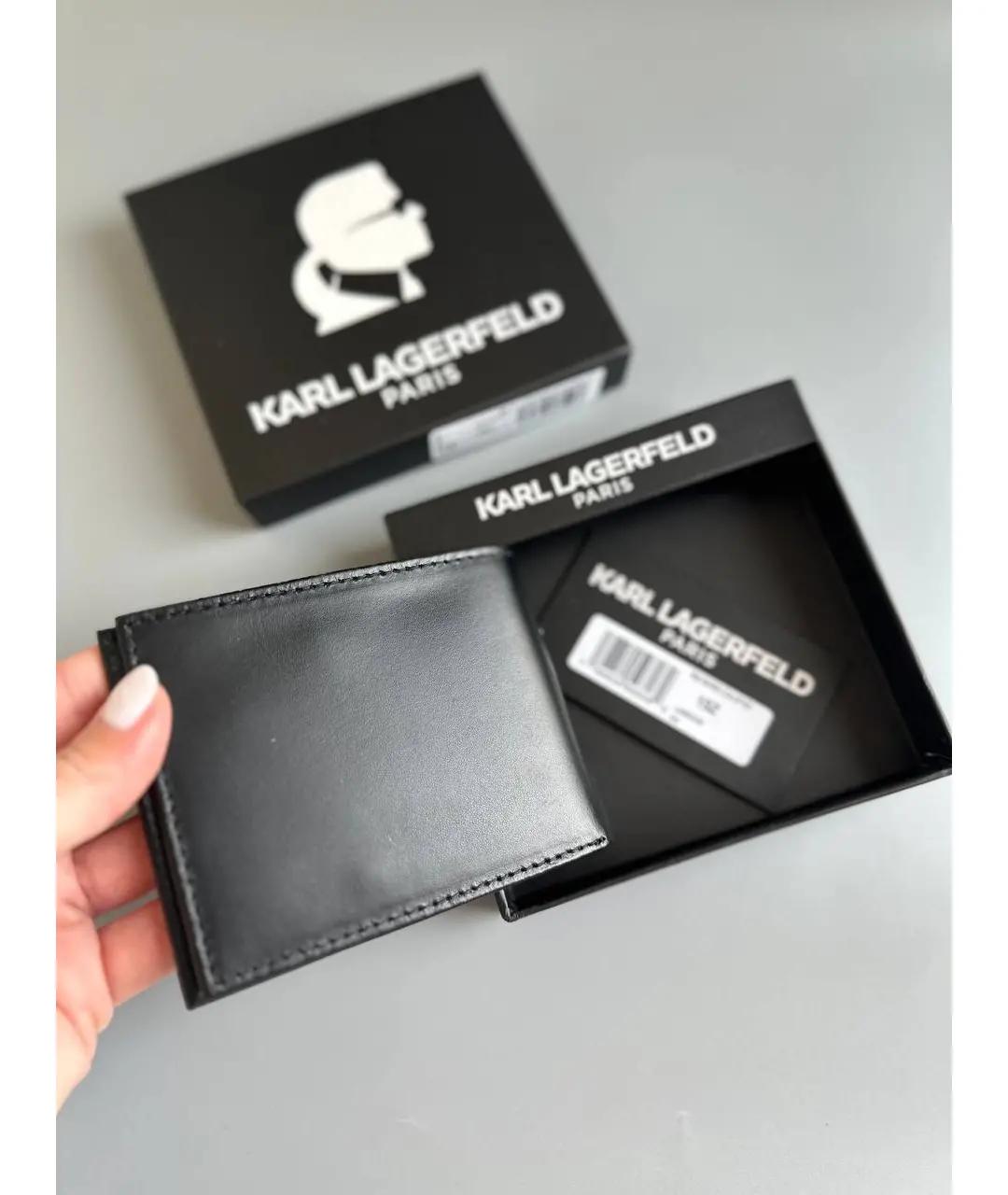 KARL LAGERFELD Черный кожаный кошелек, фото 4