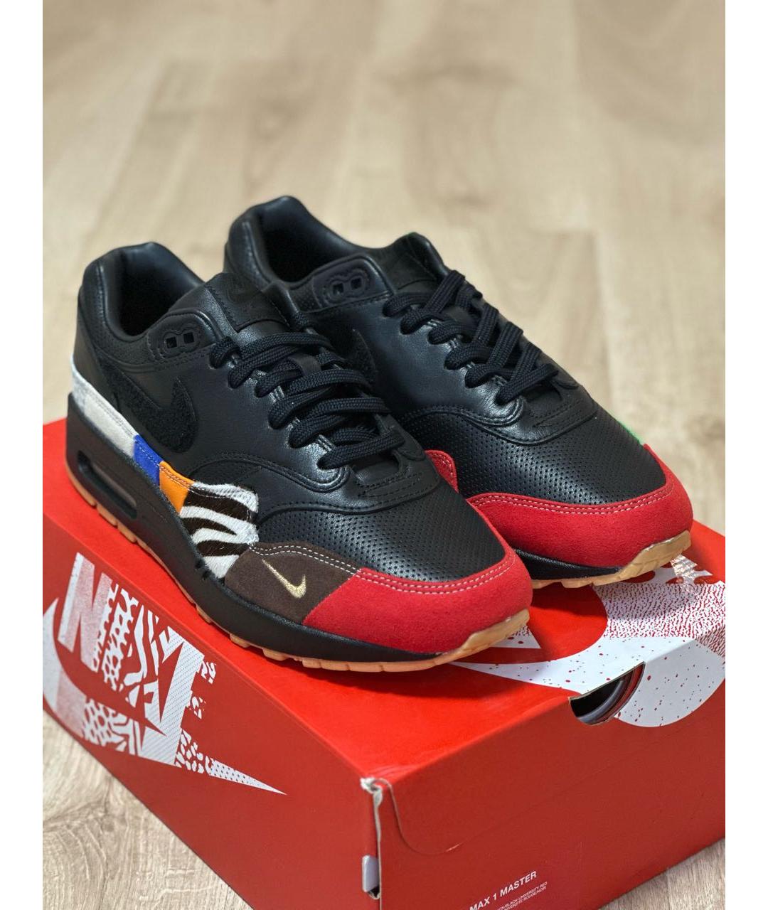 NIKE Черные кожаные низкие кроссовки / кеды, фото 4