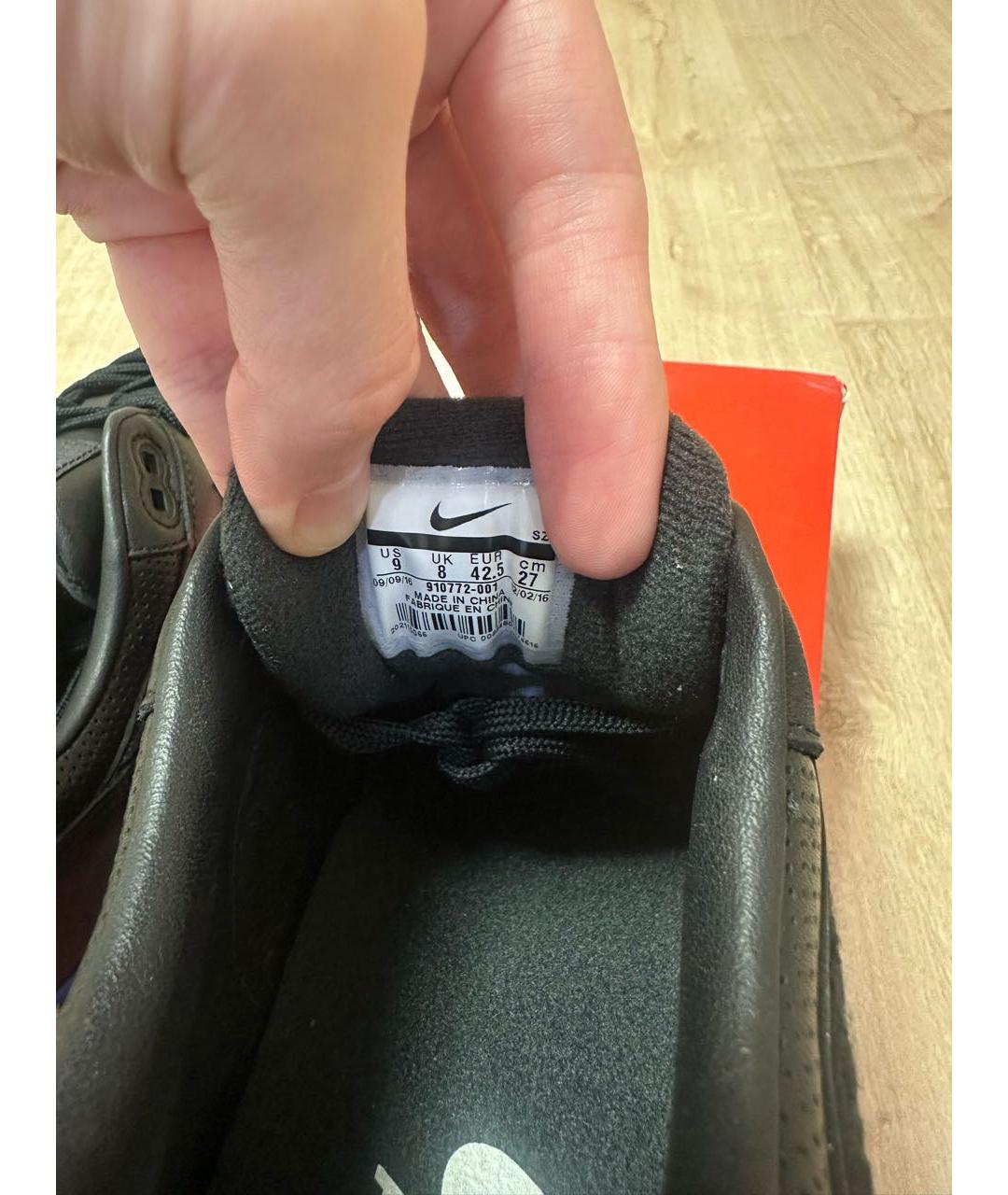 NIKE Черные кожаные низкие кроссовки / кеды, фото 5