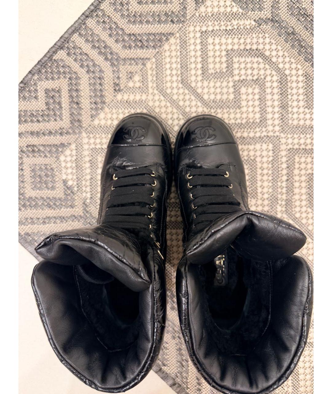 CHANEL Черные кожаные ботинки, фото 3