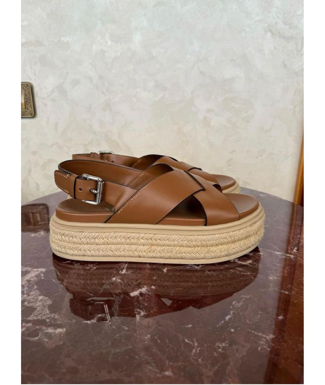PRADA Коричневые кожаные эспадрильи, фото 2