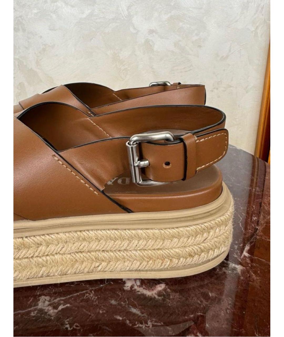 PRADA Коричневые кожаные эспадрильи, фото 4