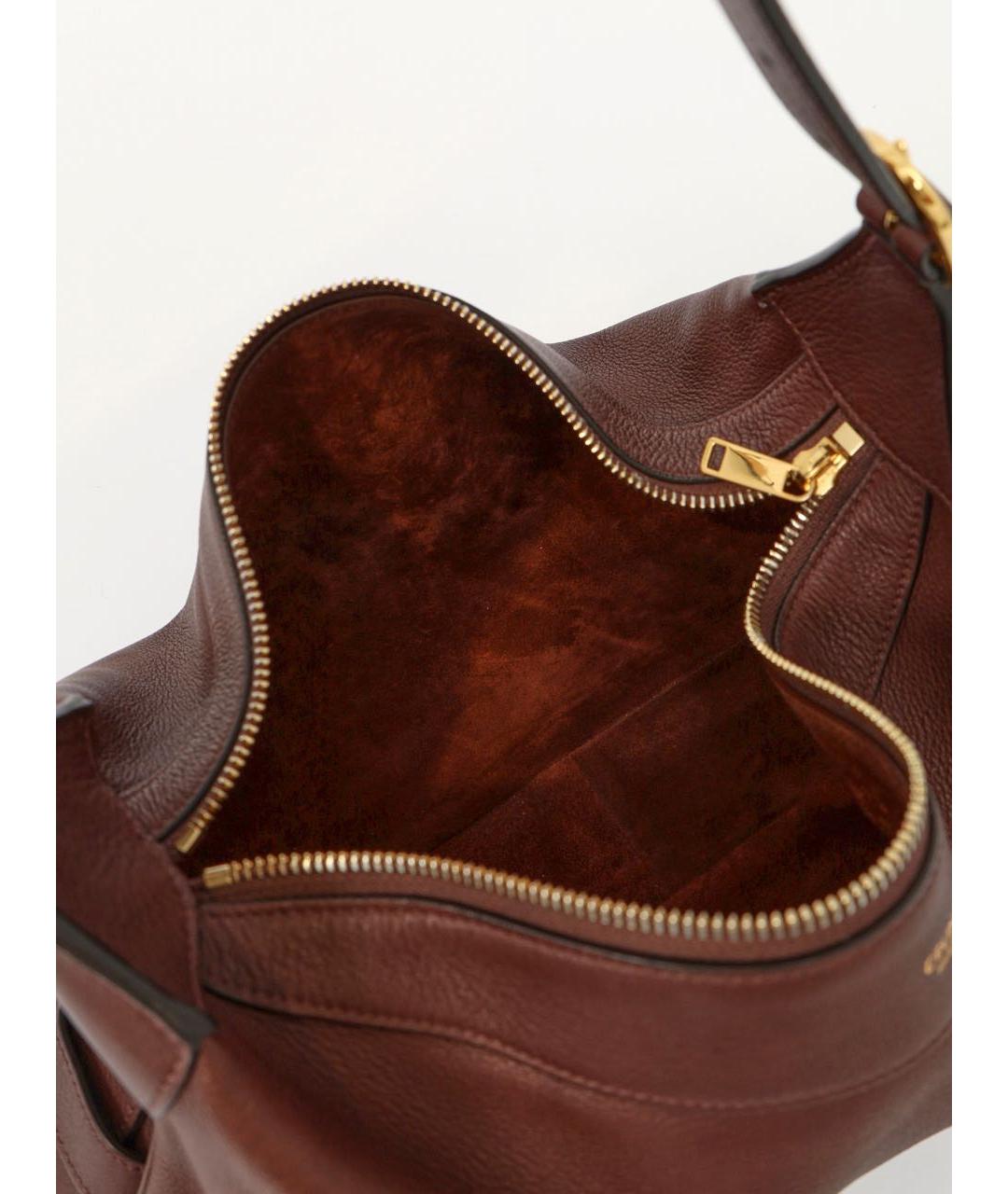 CELINE Бордовая кожаная сумка с короткими ручками, фото 4