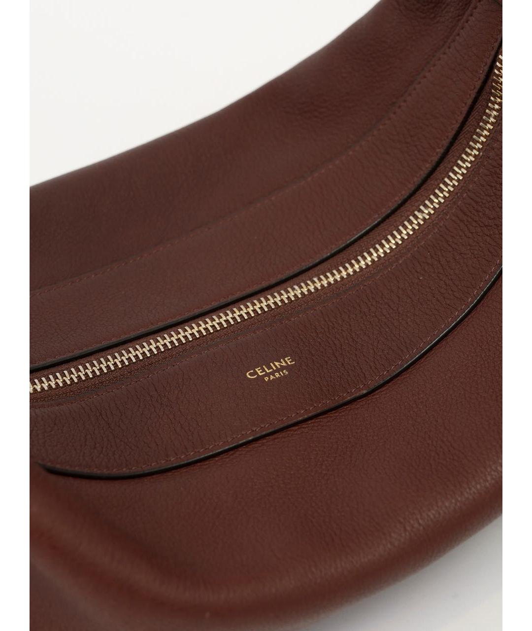 CELINE Бордовая кожаная сумка с короткими ручками, фото 5