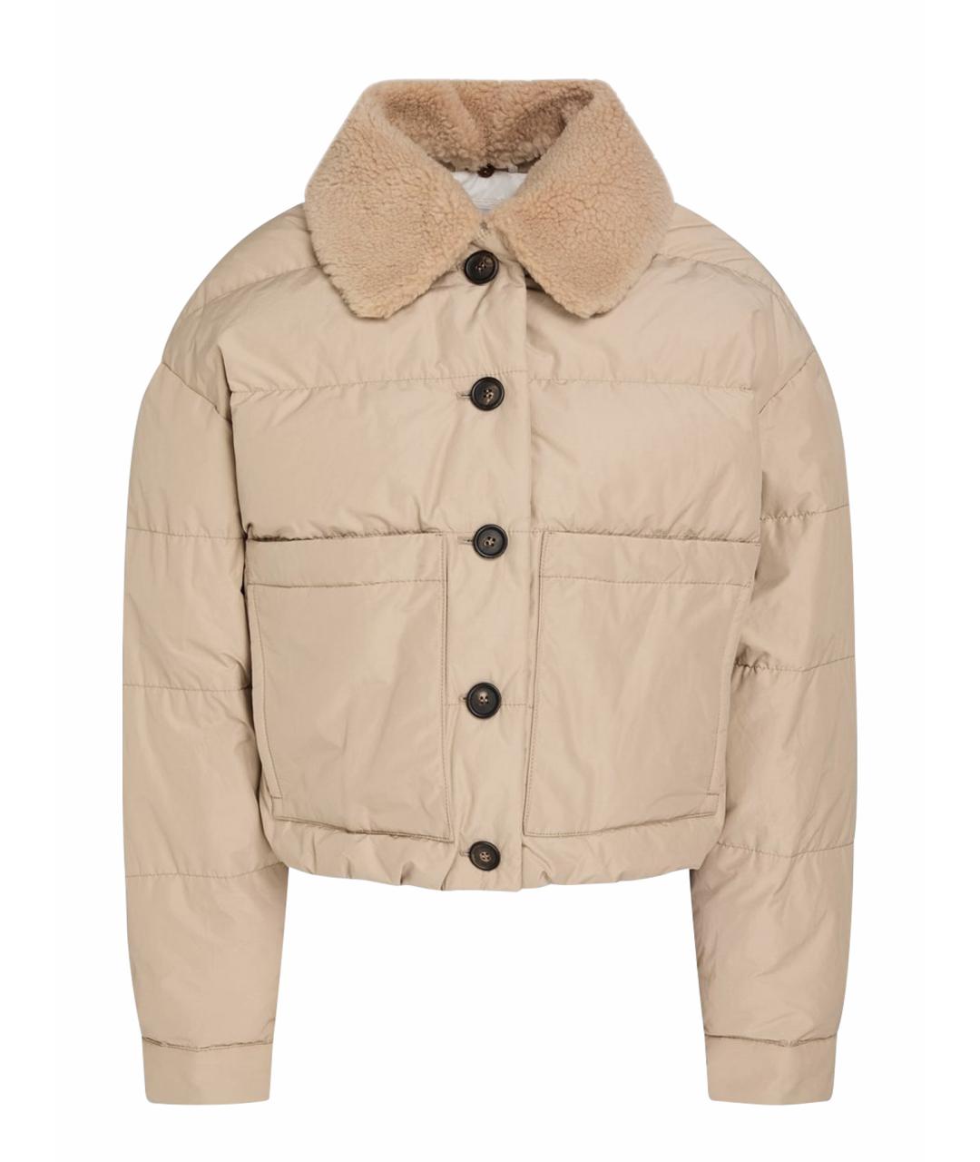 BRUNELLO CUCINELLI Бежевый полиэстеровый пуховик, фото 1