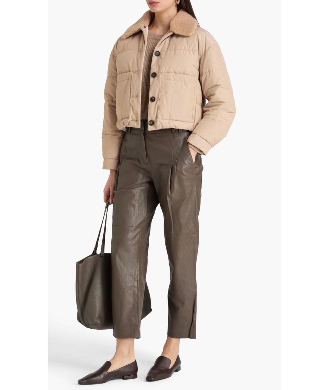 BRUNELLO CUCINELLI Бежевый полиэстеровый пуховик, фото 2