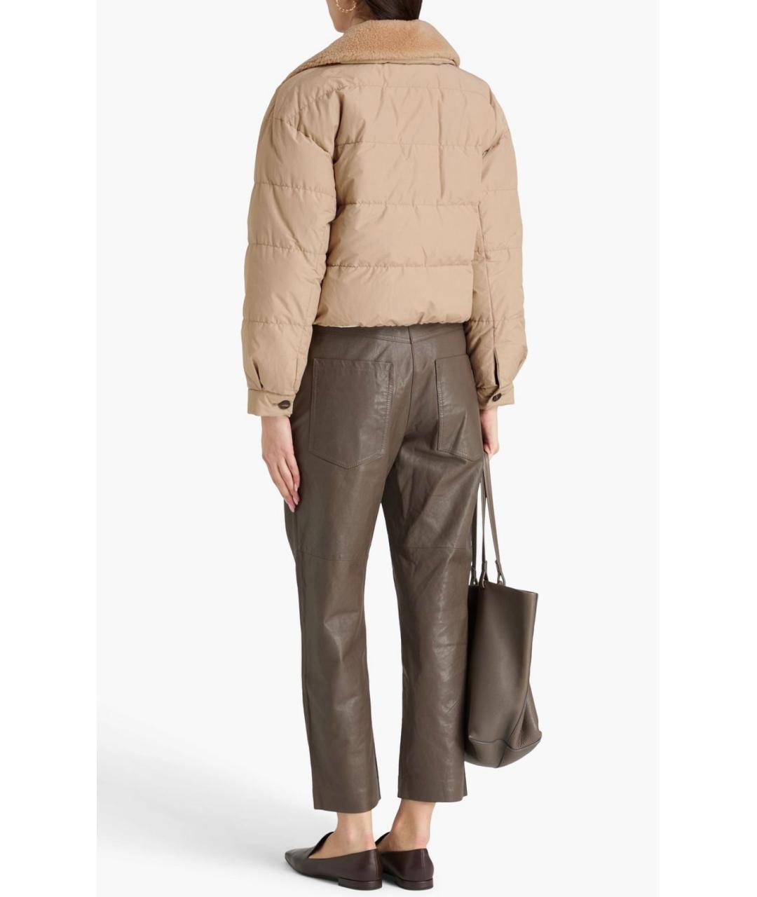 BRUNELLO CUCINELLI Бежевый полиэстеровый пуховик, фото 3