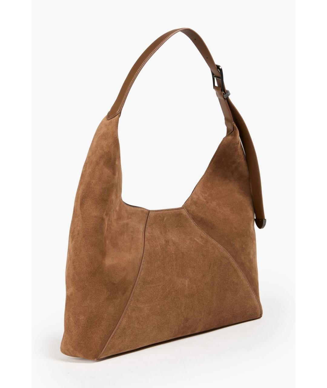 BRUNELLO CUCINELLI Коричневая замшевая сумка через плечо, фото 3