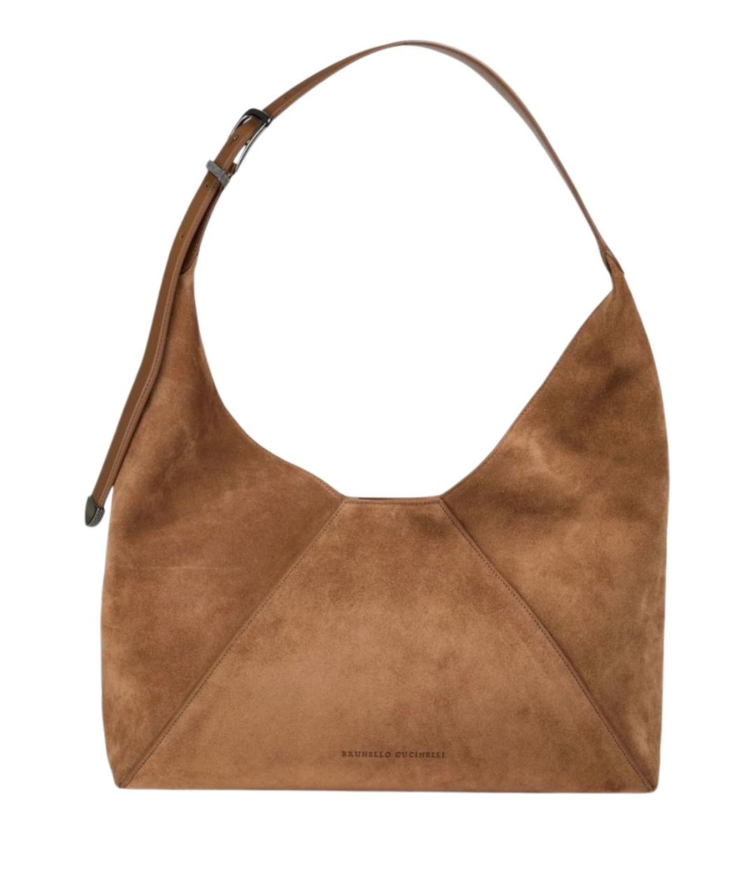 BRUNELLO CUCINELLI Коричневая замшевая сумка через плечо, фото 1