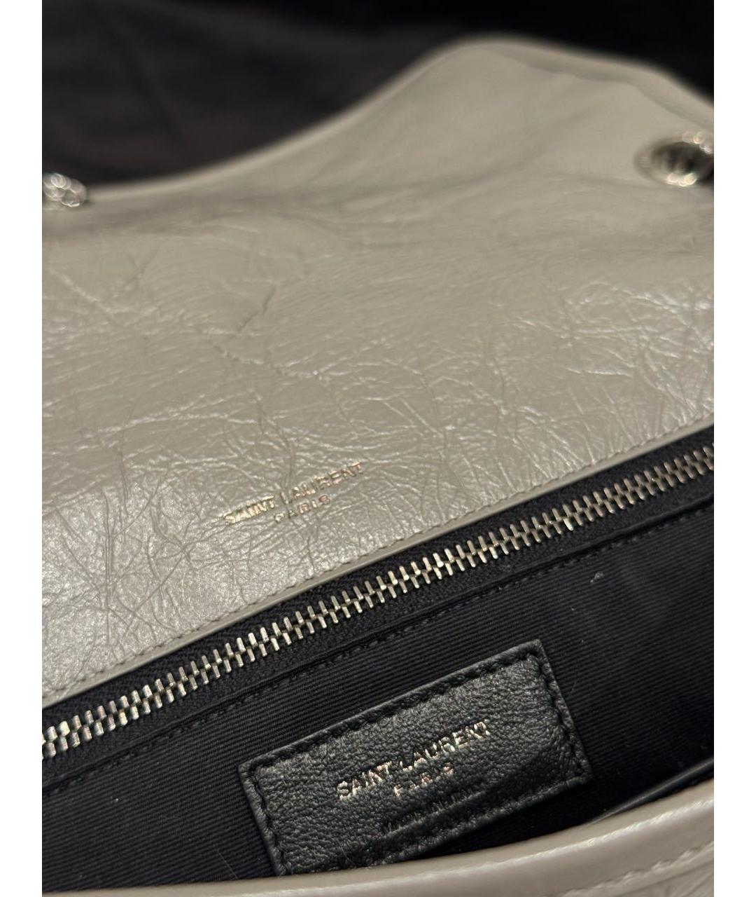 SAINT LAURENT Серая кожаная сумка через плечо, фото 8