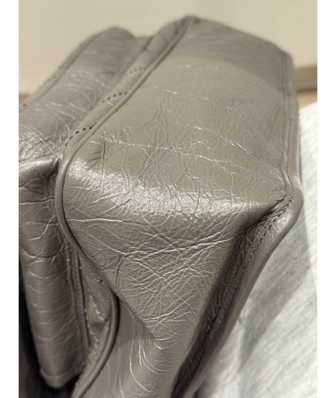 SAINT LAURENT Серая кожаная сумка через плечо, фото 6