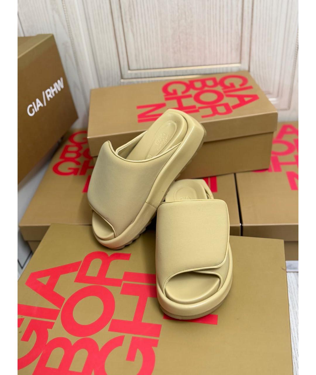 GIABORGHINI Бежевые кожаные шлепанцы, фото 7