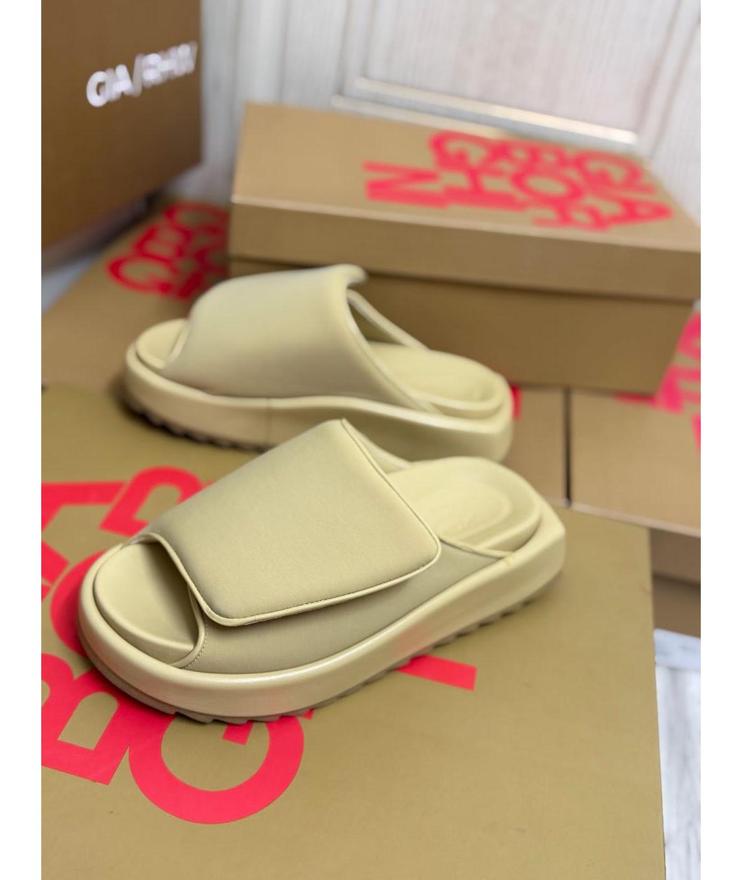 GIABORGHINI Бежевые кожаные шлепанцы, фото 6