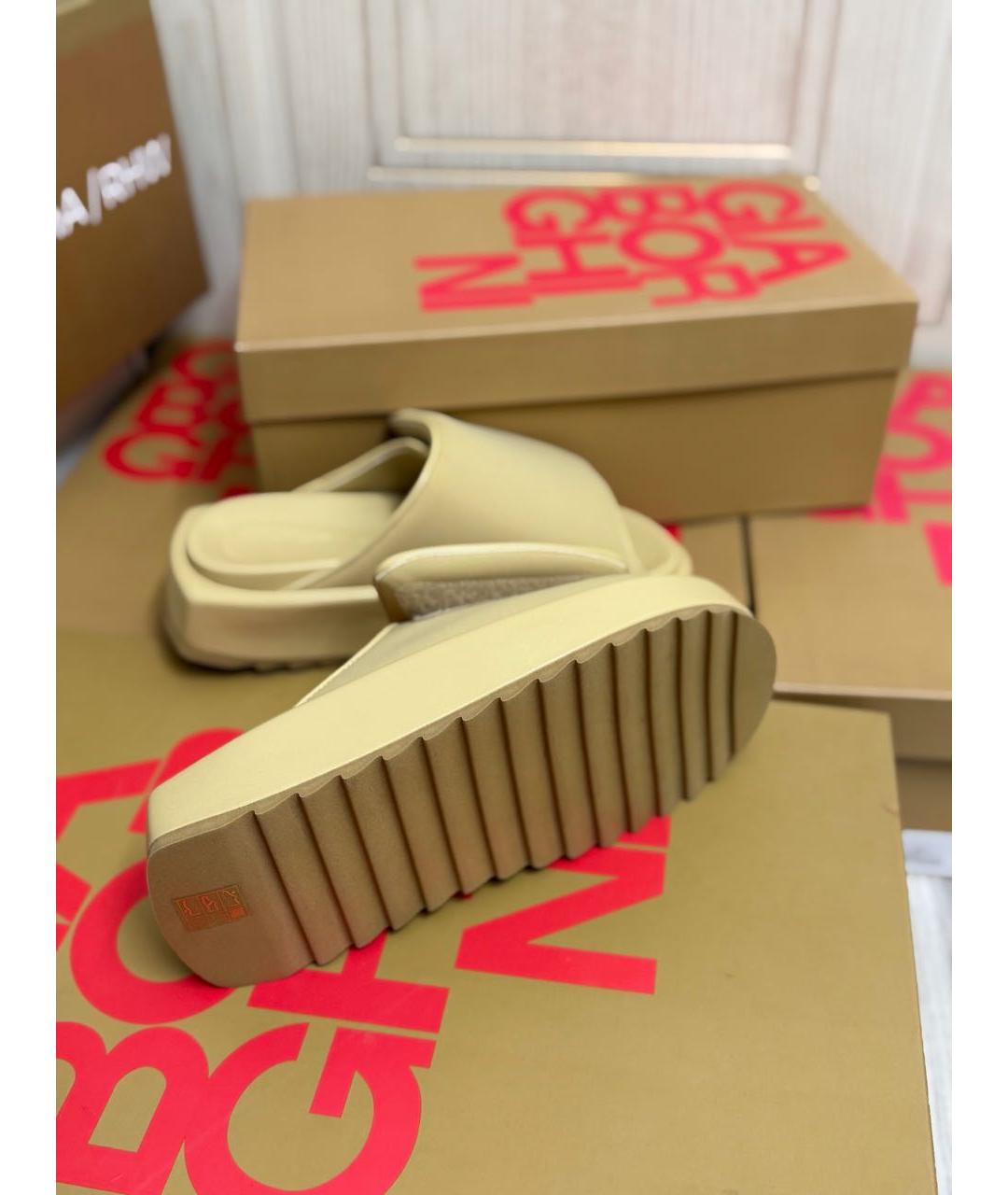 GIABORGHINI Бежевые кожаные шлепанцы, фото 8