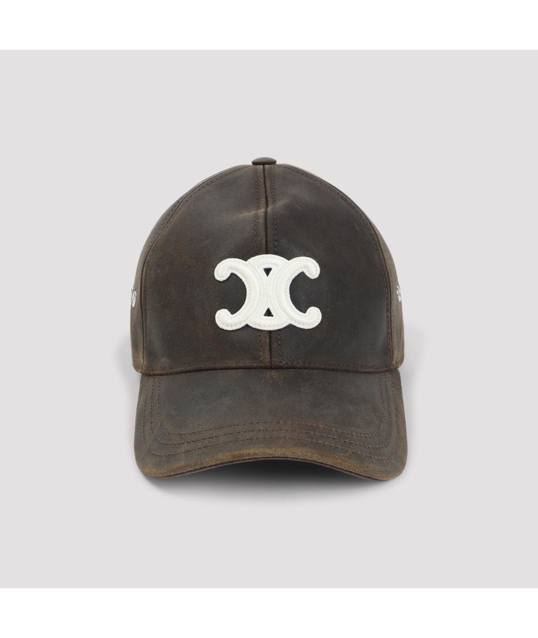 CELINE Коричневая кожаная кепка, фото 2