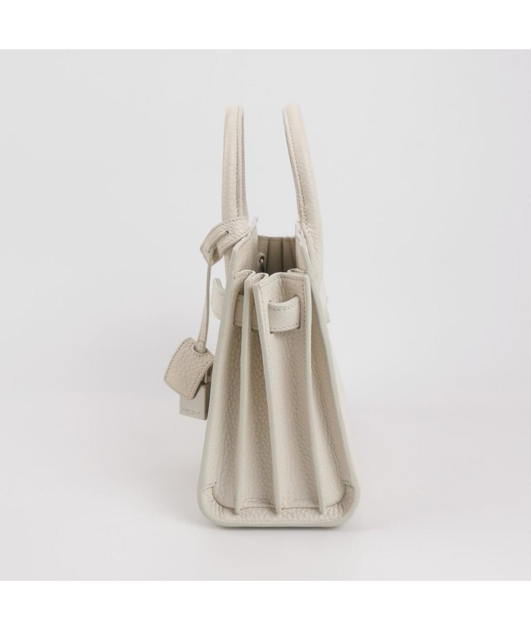 SAINT LAURENT Белая кожаная сумка через плечо, фото 2