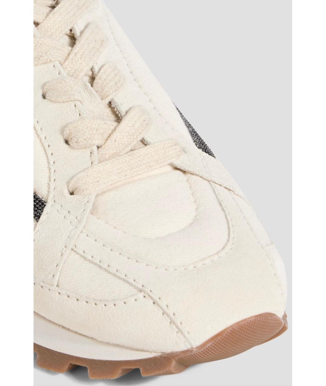 BRUNELLO CUCINELLI Бежевые замшевые кроссовки, фото 4