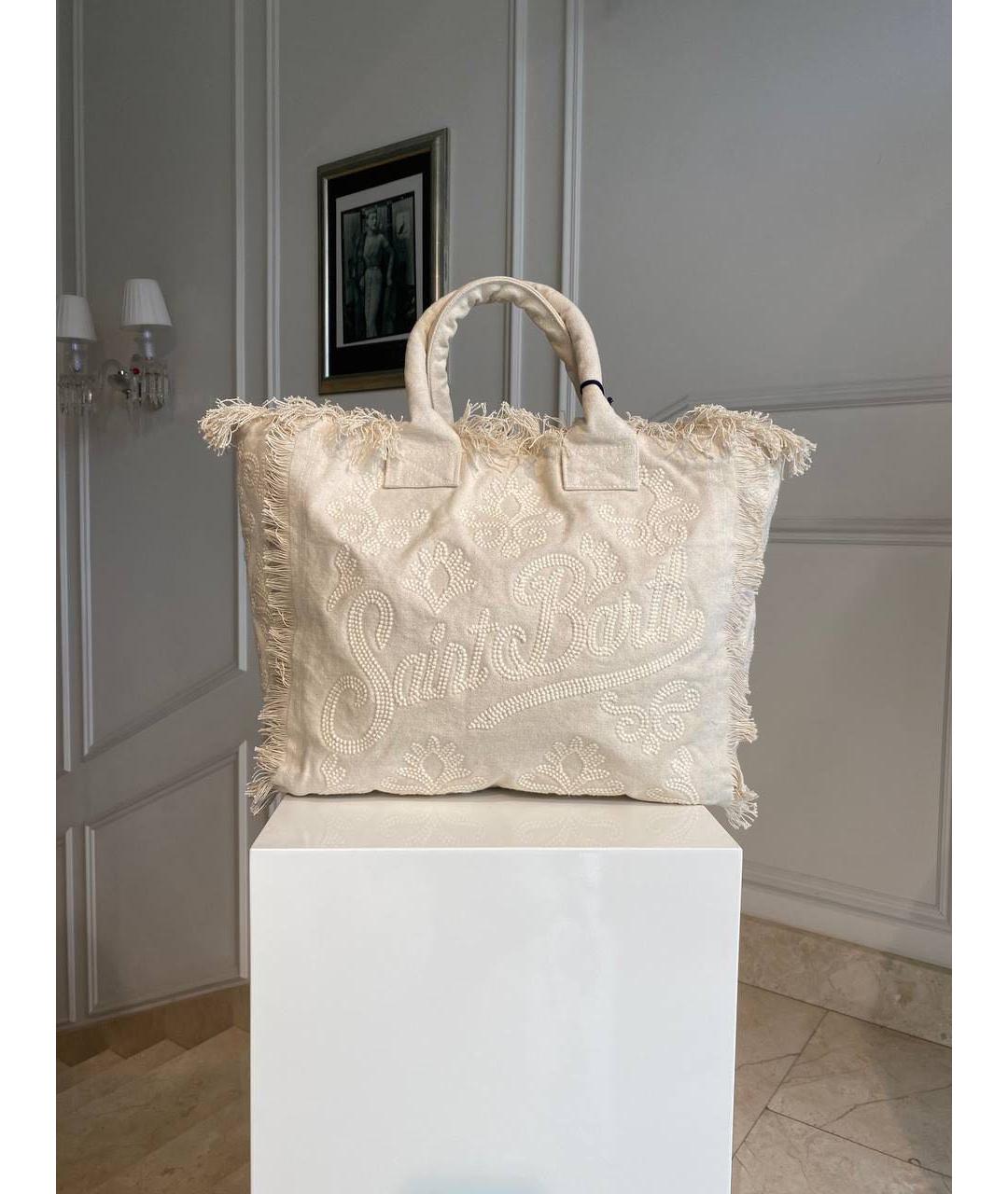 MC2 SAINT BARTH Белая хлопковая сумка тоут, фото 3