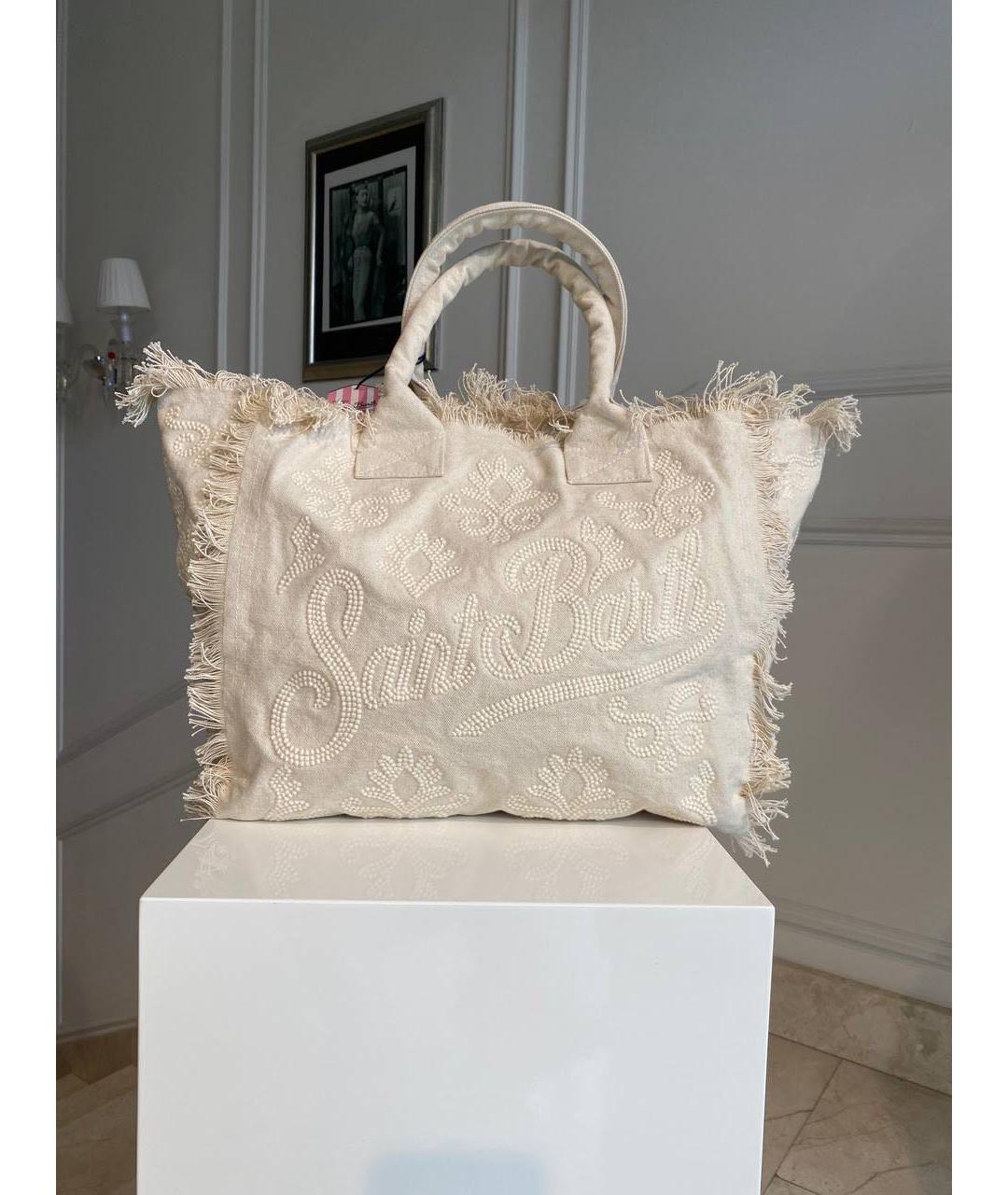 MC2 SAINT BARTH Белая хлопковая сумка тоут, фото 2