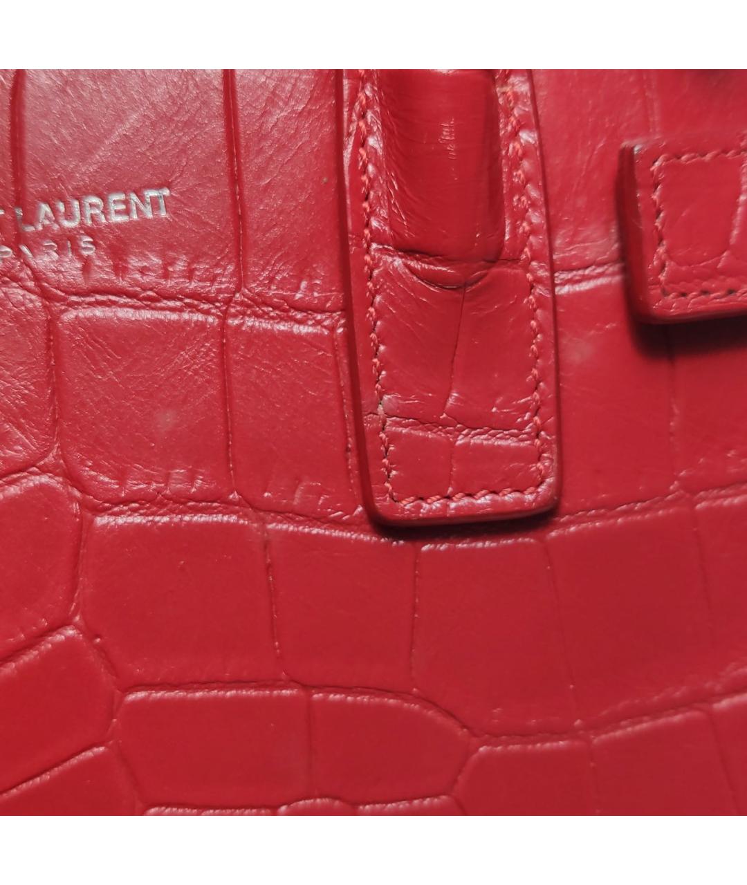 SAINT LAURENT Красная кожаная сумка через плечо, фото 8