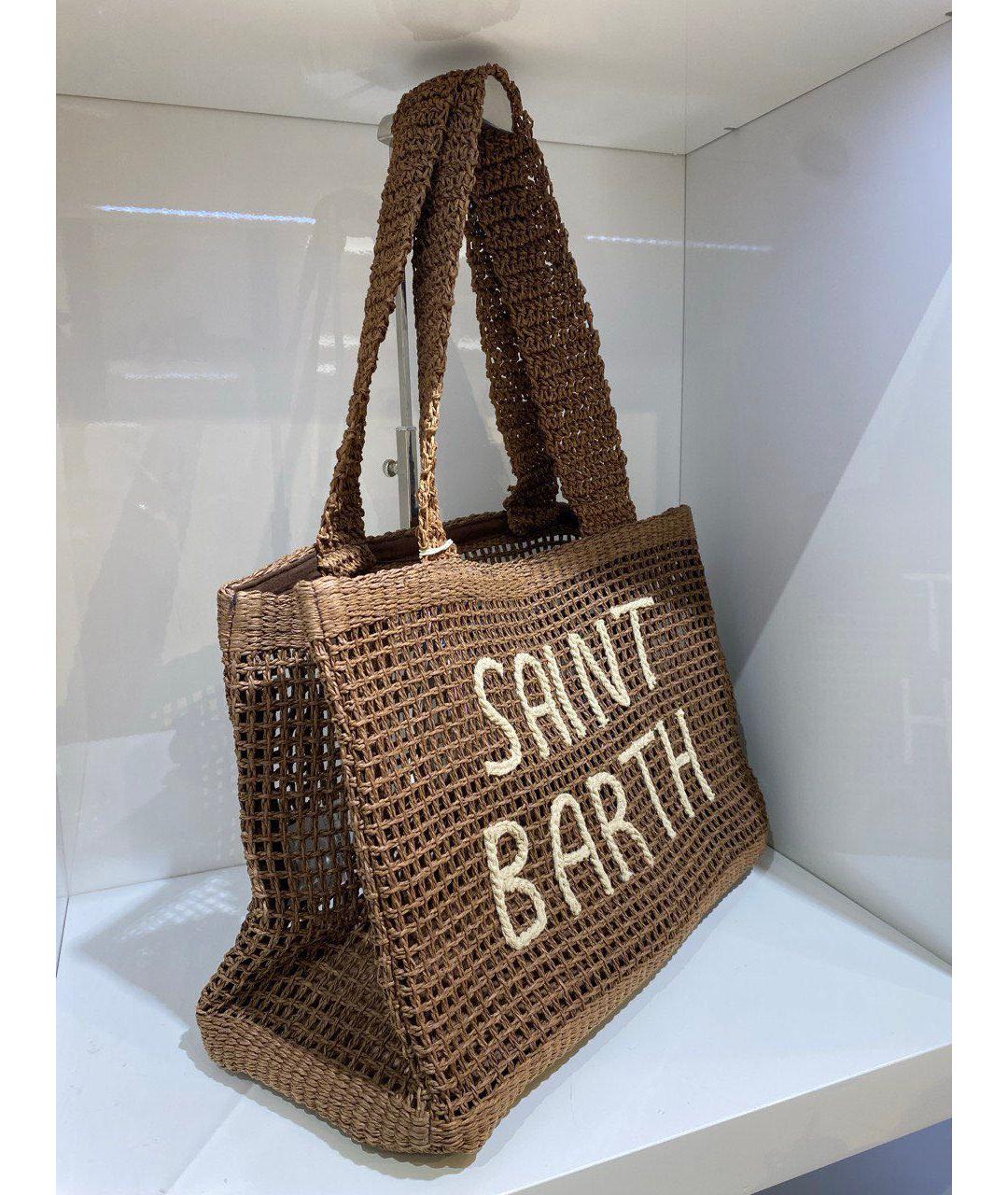 MC2 SAINT BARTH Коричневая пелетеная сумка тоут, фото 3