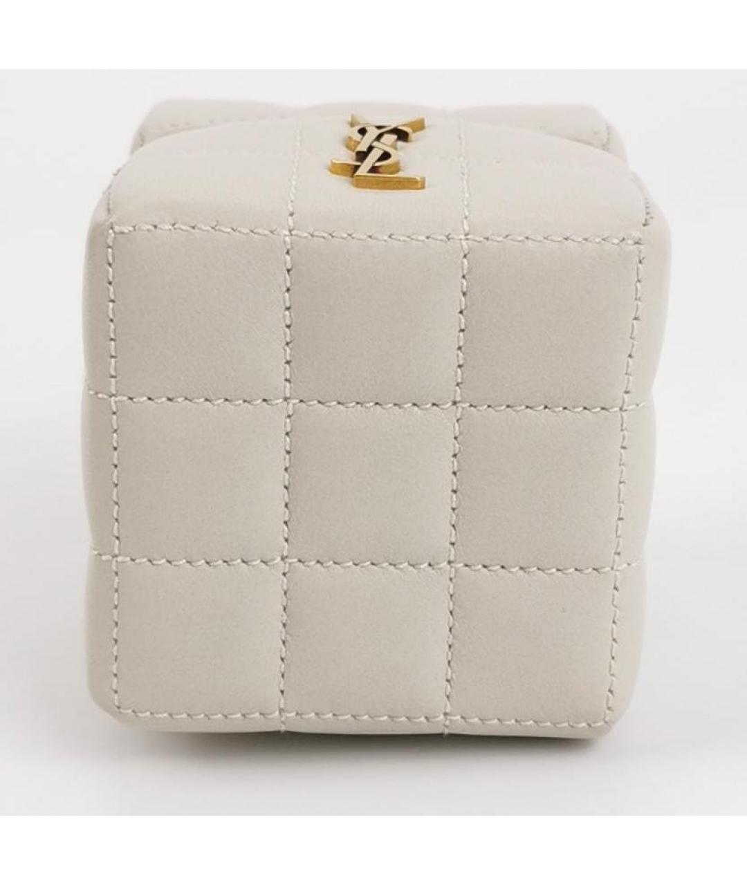 SAINT LAURENT Белая кожаная сумка через плечо, фото 5