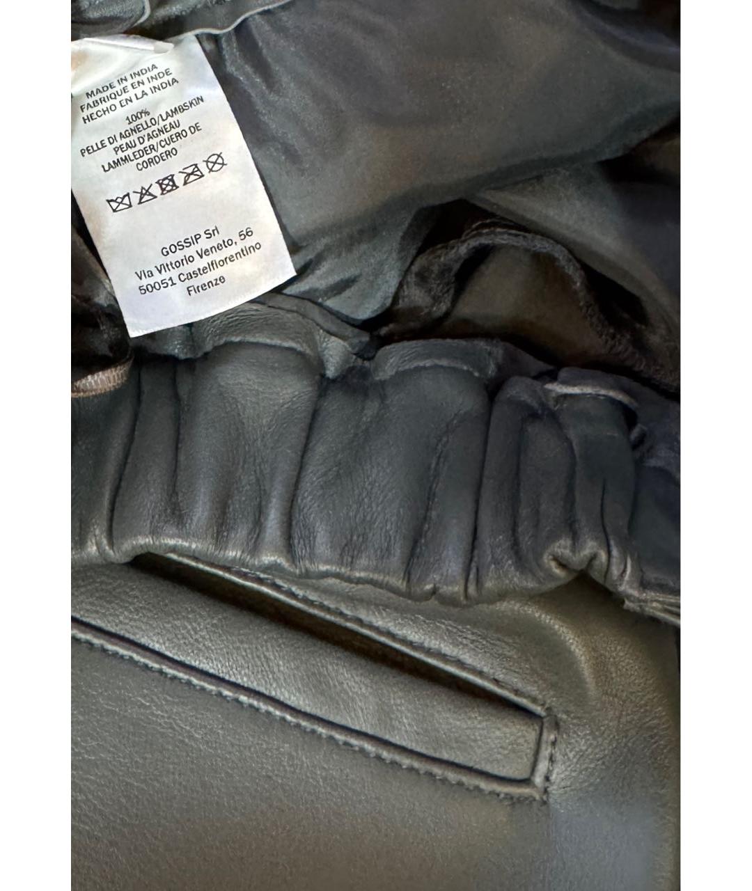 ANTONELLI FIRENZE Серые кожаные прямые брюки, фото 3